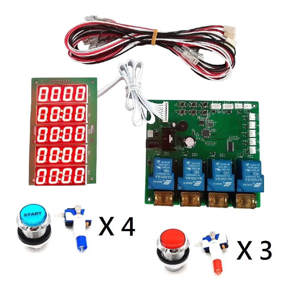 4 Channel Timer Board Inbuilt Counter with buttons for Bill Acceptor Coin Acceptor, Relay Time Control PCB for Washing Machine 
4 Channel Timer Board Inbuilt Counter with buttons for Bill Acceptor Coin Acceptor, Relay Time Control PCB for Washing Machine