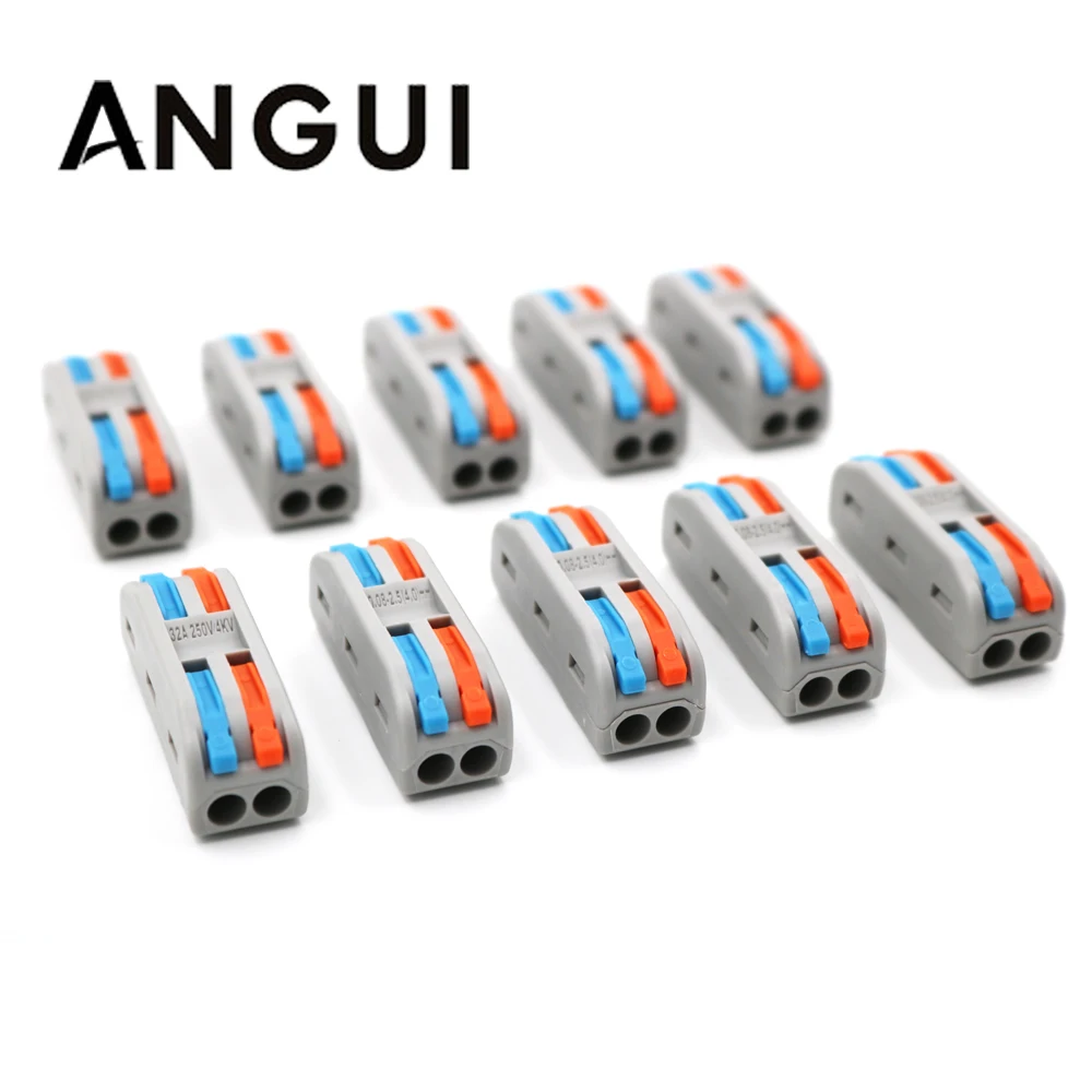 Фото 10pcs/lot PT 2 - pole Compact Wire Wiring Connector Conductor Terminal Block Lever 0.08-2.5mm2 Universal | Электроника