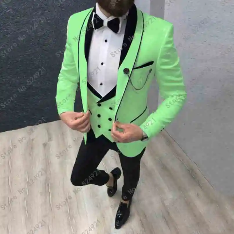 Custom Made Groomsmen Shawl Lapel Groom Tuxedos Lime Green+Black Men Suits Wedding Best Man ( Jacket+Pants+Bow Tie+Vest ) C642
Custom Made Groomsmen Shawl Lapel Groom Tuxedos Lime Green+Black Men Suits Wedding Best Man ( Jacket+Pants+Bow Tie+Vest ) C642