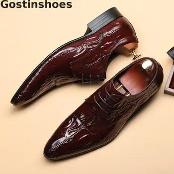 Men Shoes Genuine Cow Leather Made Crocodile Pattern Printed Luxury Men Oxfords Lace-up Pointed Toe Fashion Men Dress Shoes
Men Shoes Genuine Cow Leather Made Crocodile Pattern Printed Luxury Men Oxfords Lace-up Pointed Toe Fashion Men Dress Shoes