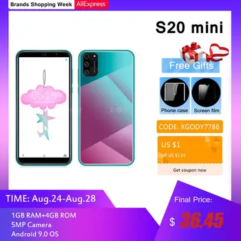 XGODY S20 mini 3G smartphone 1GB RAM 4GB ROM Mobile Phones Android 9.0 Dual SIM 5.5'' CellPhone 5MP Camera WiFi cellular phone
XGODY S20 mini 3G smartphone 1GB RAM 4GB ROM Mobile Phones Android 9.0 Dual SIM 5.5'' CellPhone 5MP Camera WiFi cellular phone