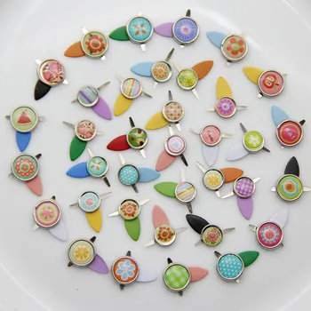 60pc Flower Resin Metal Brads Photo Frame Rotating Locks DIY Craft Supplies Scrapbooking Accessory Embellishment Fastener Button