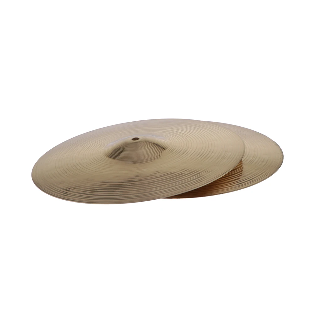 Pack of 2 Brass Drum Hi Hat Cymbals 14in for Drummer Beginners Pack of 2 Brass Drum Hi Hat Cymbals 14in for Drummer Beginners