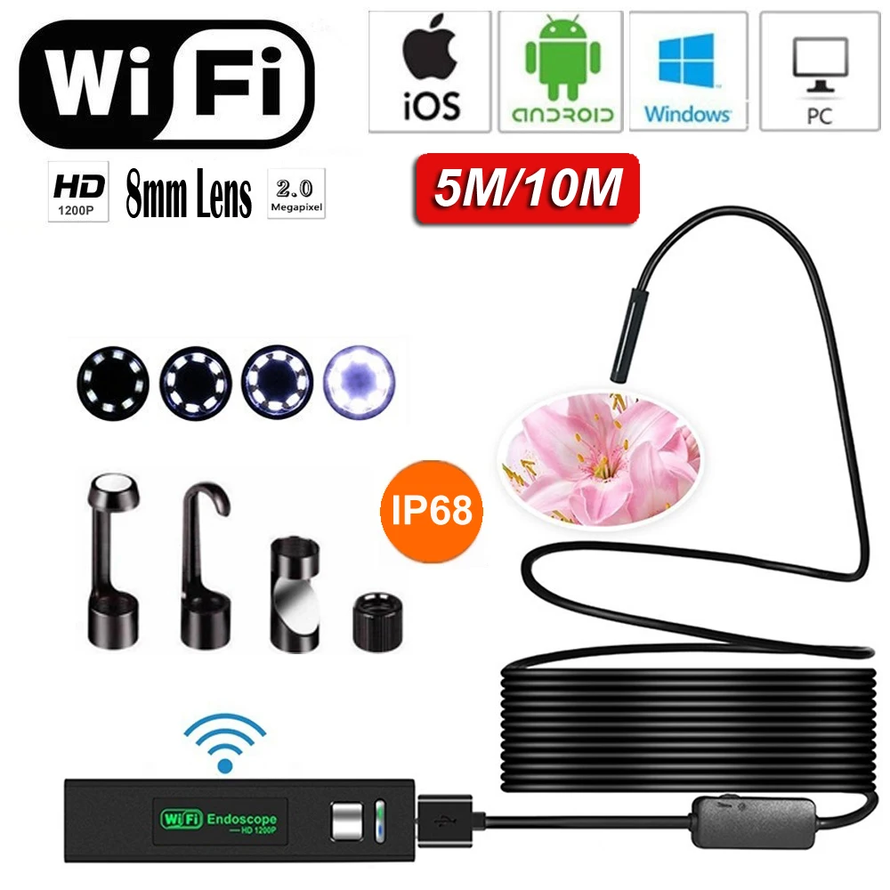 2M 1200P Endoscope Camera WIFI Endoscope For Smart Phone Android IOS Waterproof Car Endoscope USB Endoscope Borescope
2M 1200P Endoscope Camera WIFI Endoscope For Smart Phone Android IOS Waterproof Car Endoscope USB Endoscope Borescope