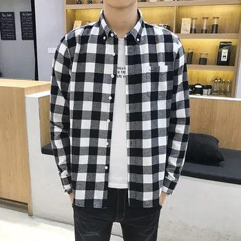 Helisopus Korean Spring Men Shirt Long Sleeve Plaid Turn-down Collar Shirts Casual Loose Handsome Single Breasted Street Wear
Helisopus Korean Spring Men Shirt Long Sleeve Plaid Turn-down Collar Shirts Casual Loose Handsome Single Breasted Street Wear