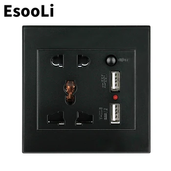 Esooli Black Universal Standard Wall Power Socket Dual Switched USB Port For Mobile Phone 2.1A Output LED Power Indicator
Esooli Black Universal Standard Wall Power Socket Dual Switched USB Port For Mobile Phone 2.1A Output LED Power Indicator
