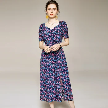 100% Silk Women's Runway Dresses V Neck Short Sleeves Floral Printed Lace Sexy Split Fashion Casual Summer Dresses
100% Silk Women's Runway Dresses V Neck Short Sleeves Floral Printed Lace Sexy Split Fashion Casual Summer Dresses