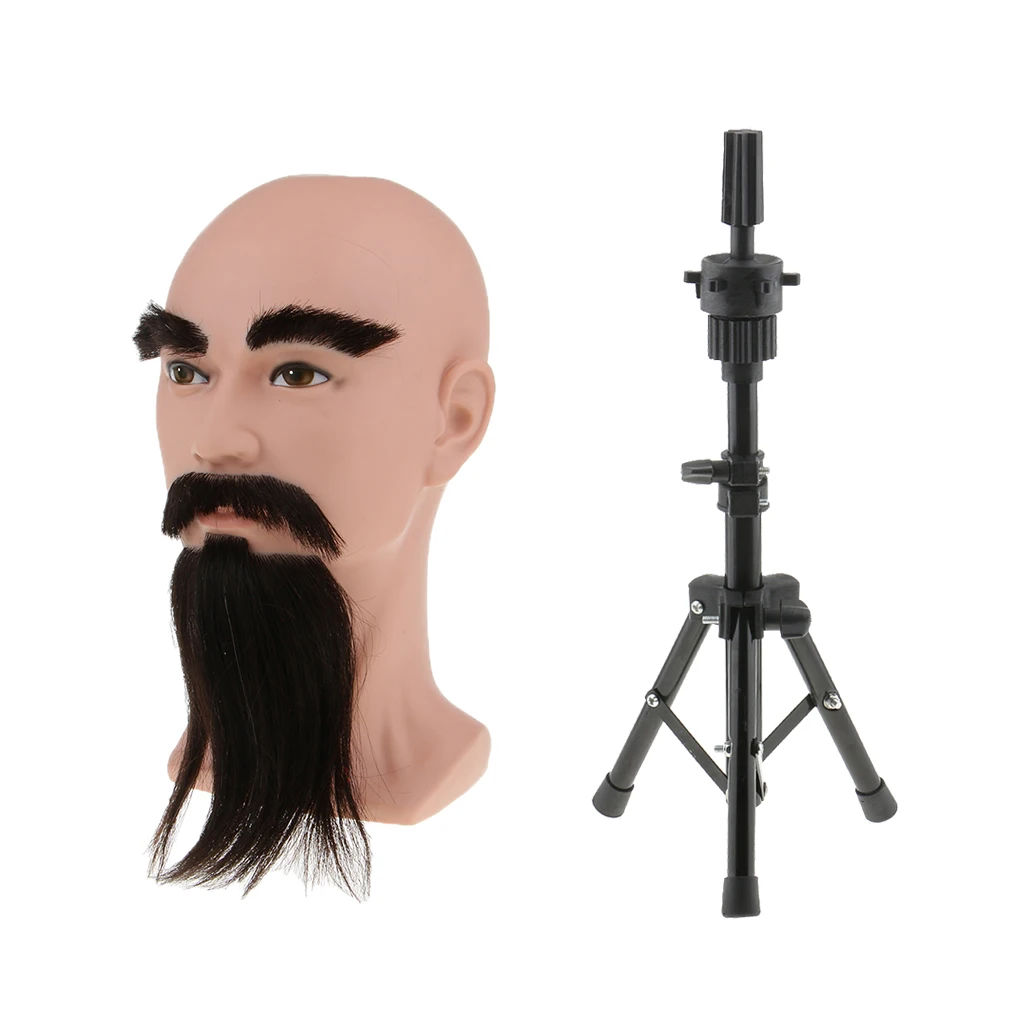 Male Mannequin Head Jewelry Wigs Cap Hat Display Model W/ Beard&Tripod Stand Male Mannequin Head Jewelry Wigs Cap Hat Display Model W/ Beard&Tripod Stand