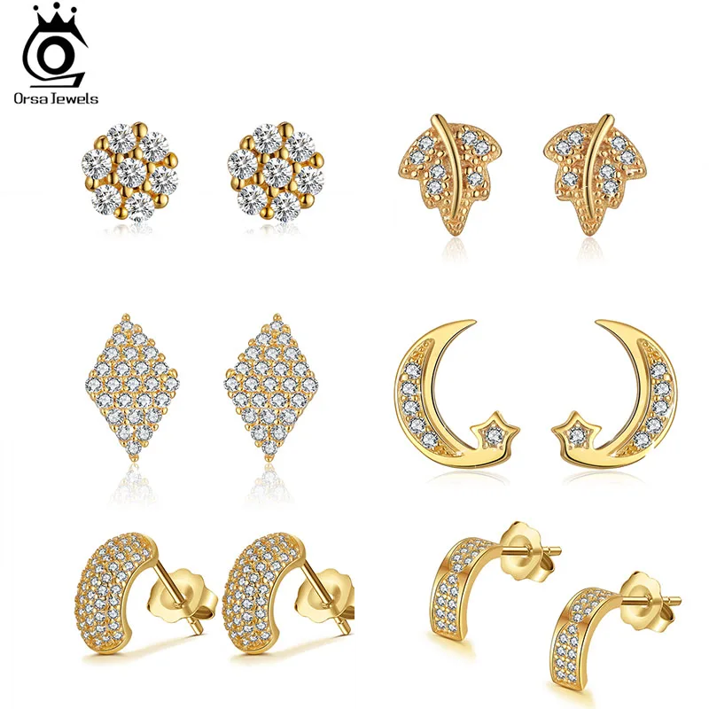 ORSA JEWELS Unusual14K Gold Plated 925 Silver Stud Earrings for Women with Luxury Sparkling CZ Earrings Ear Stud Jewelry APE02
ORSA JEWELS Unusual14K Gold Plated 925 Silver Stud Earrings for Women with Luxury Sparkling CZ Earrings Ear Stud Jewelry APE02