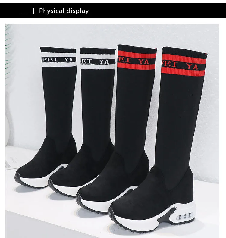 Fashion Height Increasing Cosplay Shoes Women Long Boots Fall 2020 Thick Bottom Knee High Boots Knitted Elastic Thin Socks Boots Fashion Height Increasing Cosplay Shoes Women Long Boots Fall 2020 Thick Bottom Knee High Boots Knitted Elastic Thin Socks Boots