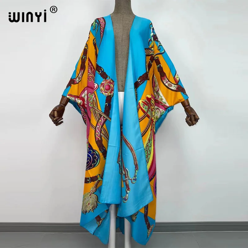 

WINYI Africa Middle East kimono Women Cardigan stitch kimono Cocktail sexcy Boho Maxi African Holiday Batwing Sleeve Silk Robe