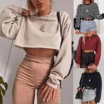 Womens Autumn New Chic Crop Tops Long Sleeve Tee Top Round Neck Slim Solid Color A-Line Hem T-Shirts Casual 2019 New
Womens Autumn New Chic Crop Tops Long Sleeve Tee Top Round Neck Slim Solid Color A-Line Hem T-Shirts Casual 2019 New