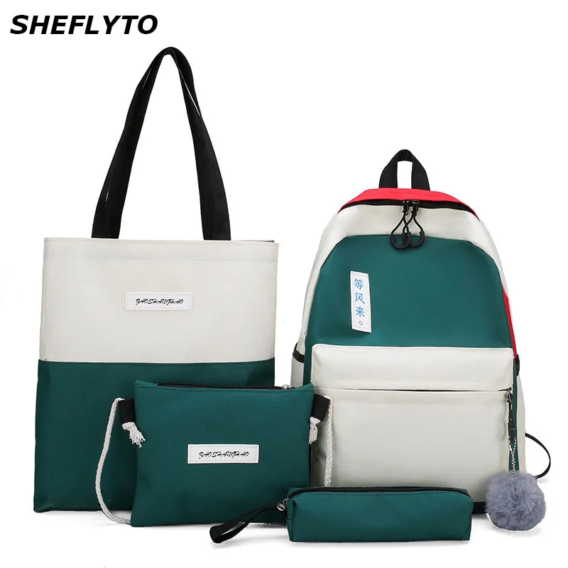 4Pcs/set Women Canvas School Backpacks Preppy Style School Bag For Teenagers Girls 2019 Student Travel Backpacks Female Book Bag
4Pcs/set Women Canvas School Backpacks Preppy Style School Bag For Teenagers Girls 2019 Student Travel Backpacks Female Book Bag