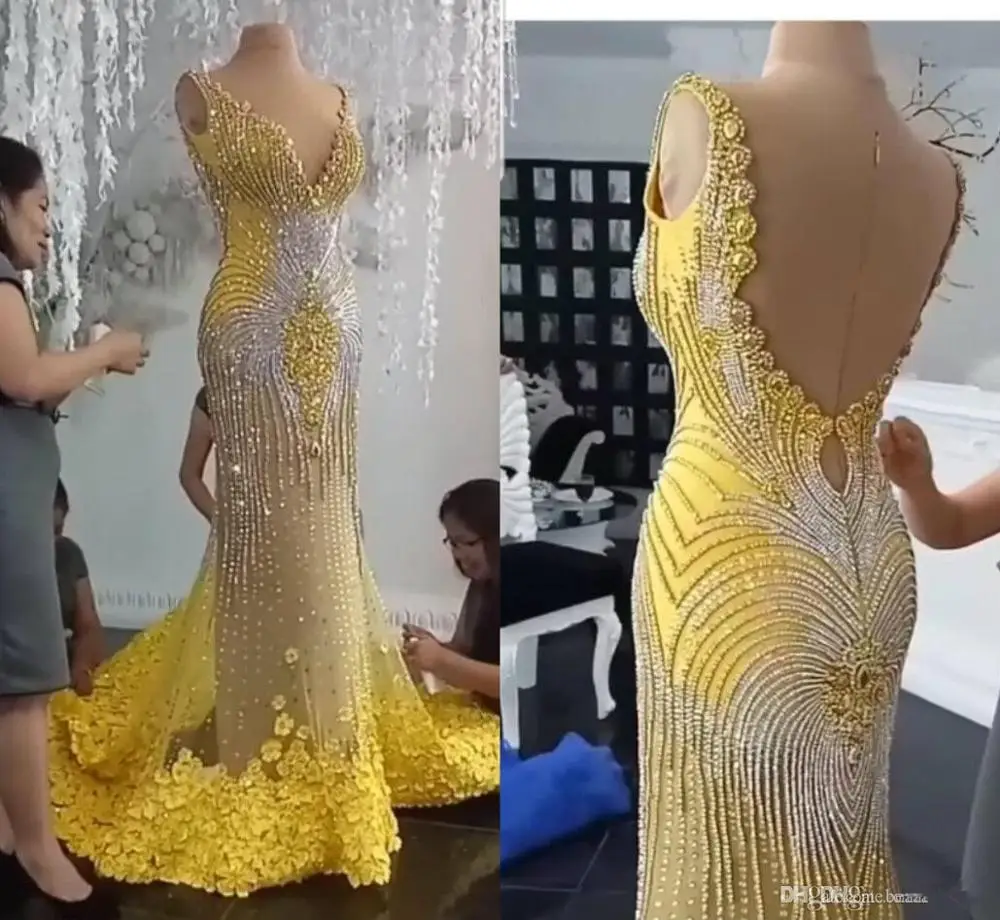Luxury Mermaid Prom Dresses V Neck Backless Lace 3D Floral Appliqued Beaded Evening Dress
Luxury Mermaid Prom Dresses V Neck Backless Lace 3D Floral Appliqued Beaded Evening Dress