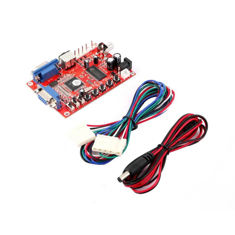 

HOT Red VGA to CGA/CVBS/S-VIDEO High Definition Converter Arcade Game Video Converter Board for CRT LCD PDP Monitor
