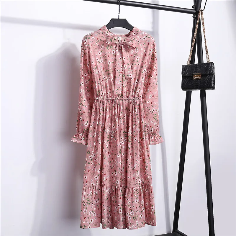 New Spring Summer Chiffon Dress Women Round Neck Long Sleeve Floral Print Dresses Sweet Slim Elastic Waist Midi Dress for Women
New Spring Summer Chiffon Dress Women Round Neck Long Sleeve Floral Print Dresses Sweet Slim Elastic Waist Midi Dress for Women