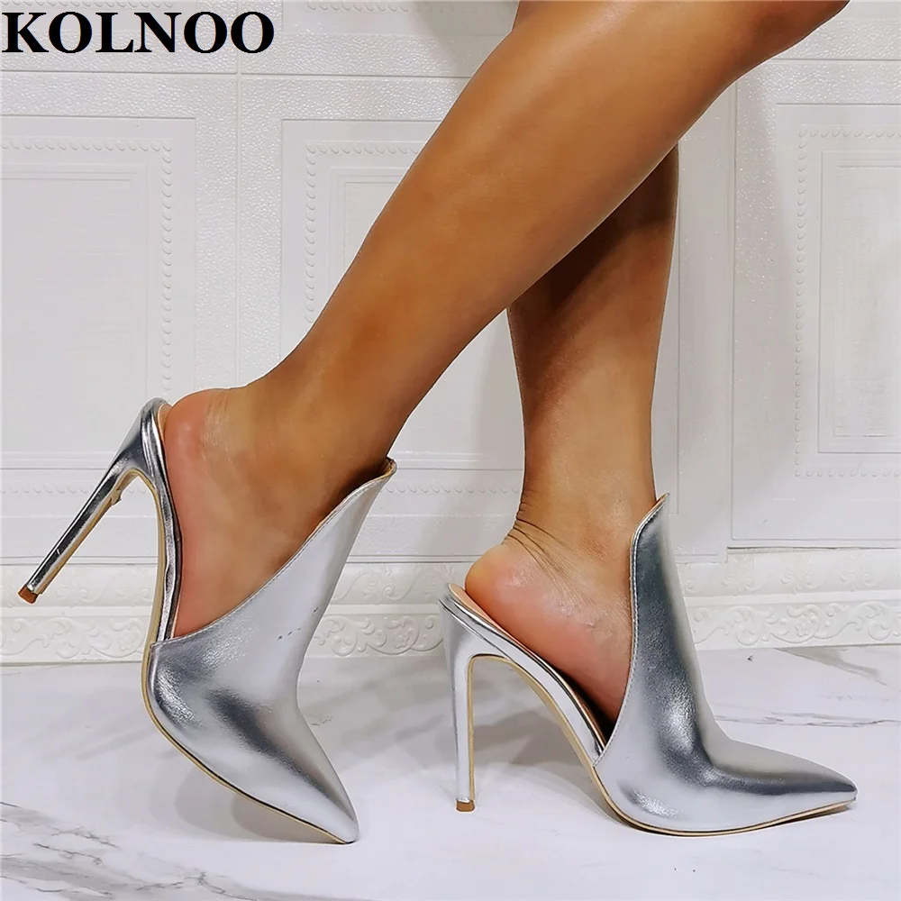 

Kolnoo Handmade New Womens Stiletto Heels Slippers Pointed-Toe Easy Wear Summer Sexy Sandals Daily Wear Fashion Slipper Shoes