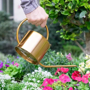 Long Mouth Stainless Steel Watering Pot European Gardening Creative Small Sprinkling Pot 1.3L Gold Gardening Tools and Equipment 
Long Mouth Stainless Steel Watering Pot European Gardening Creative Small Sprinkling Pot 1.3L Gold Gardening Tools and Equipment