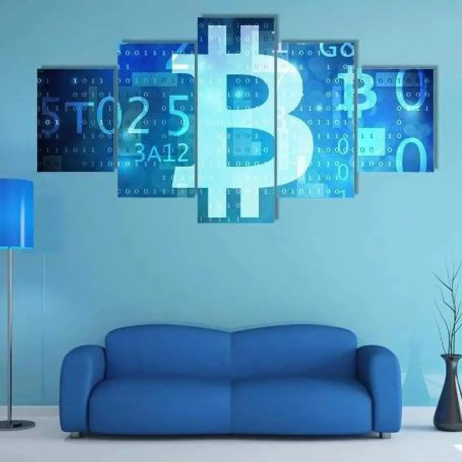 

Unframed 5 Panel View of Bitcoin Digital Currency Prints Pictures Wall Art Home Decor Posters Canvas Paintings for Living Room