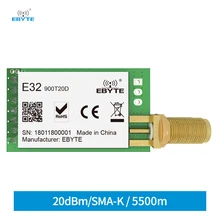 LoRa SX1276 868MHz 915M 100mW Long Range IoT uhf Wireless Transceiver Transmitter Module SMA Antenna EBYTE E32-900T20D-V8.X
LoRa SX1276 868MHz 915M 100mW Long Range IoT uhf Wireless Transceiver Transmitter Module SMA Antenna EBYTE E32-900T20D-V8.X