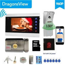 Dragongrande angular 960p】dragonsview 7 wifi wifi sistema de intercomunicação do telefone da porta de vídeo wifi com liberação da porta de bloqueio desbloquear telefone android e ios(China)