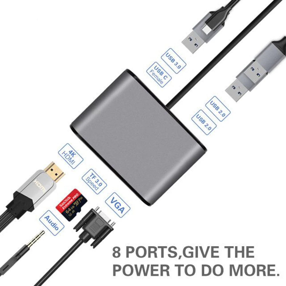 AIREACH USB HDMI Type c Hdmi mac 3.1 Converter Adapter Typec to hdmi HDMI/USB 3.0 2.0/VGA Audio TF For Apple Macbook adapter
AIREACH USB HDMI Type c Hdmi mac 3.1 Converter Adapter Typec to hdmi HDMI/USB 3.0 2.0/VGA Audio TF For Apple Macbook adapter