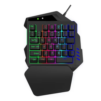 V500 35 Keys RGB Left Hand Gaming Keyboard Analog Controller Input One-Handed Game Controller LED Backlight Keycaps