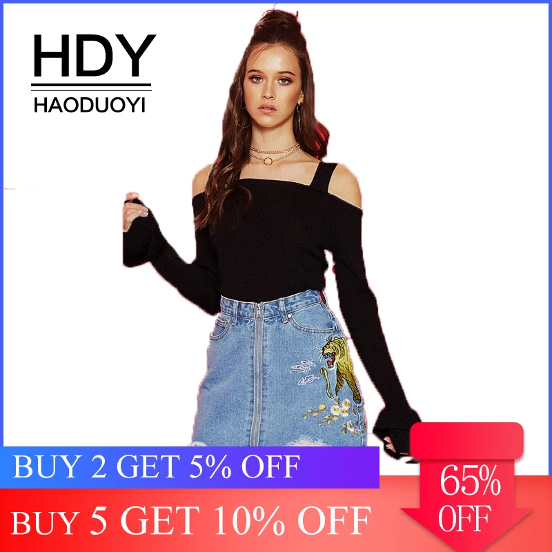 HDY Haoduoyi Solid Black Sexy Sweaters Women Ruffles Long Sleeve Off Shoulder Backless Pullovers Female Elegant Tops Lady
HDY Haoduoyi Solid Black Sexy Sweaters Women Ruffles Long Sleeve Off Shoulder Backless Pullovers Female Elegant Tops Lady