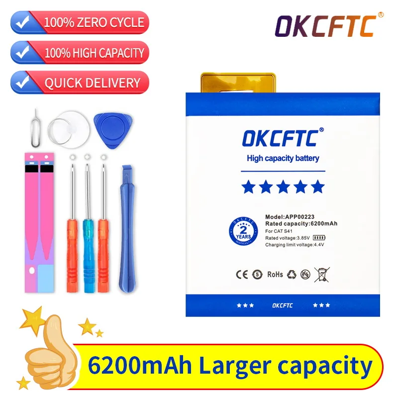 

OKCFTC 6200mAh Battery Replacement for CAT S41 APP00223 Batteries Bateria