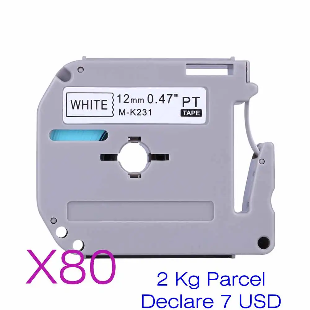 

80 Pcs MK231 M231 M-K231 MK-231 Label Tapes for Brother P Touch PT-85 PT-75 PT-BB4 PT-55 For Bulk order