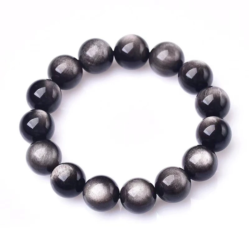 Natural crystal Silver obsidian bracelet 8-16 mm amulet round bead elastic bracelet Wealth Good Luck Bracelet Men Women Chain
Natural crystal Silver obsidian bracelet 8-16 mm amulet round bead elastic bracelet Wealth Good Luck Bracelet Men Women Chain