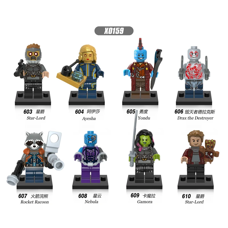 X0159 Model Building Blocks Figures Guardians Nebula Gamora Yondu Drax Deatroy Learning Blocks Toys for Children Birthday Gifts
X0159 Model Building Blocks Figures Guardians Nebula Gamora Yondu Drax Deatroy Learning Blocks Toys for Children Birthday Gifts