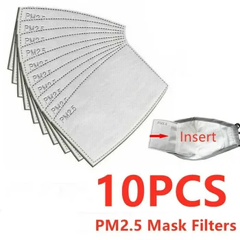 

10PCs/set 5 Ply Activated Carbon Filter Efficient Filtration PM2.5 Anti Virus Haze Mouth Masks Replaceable Filters