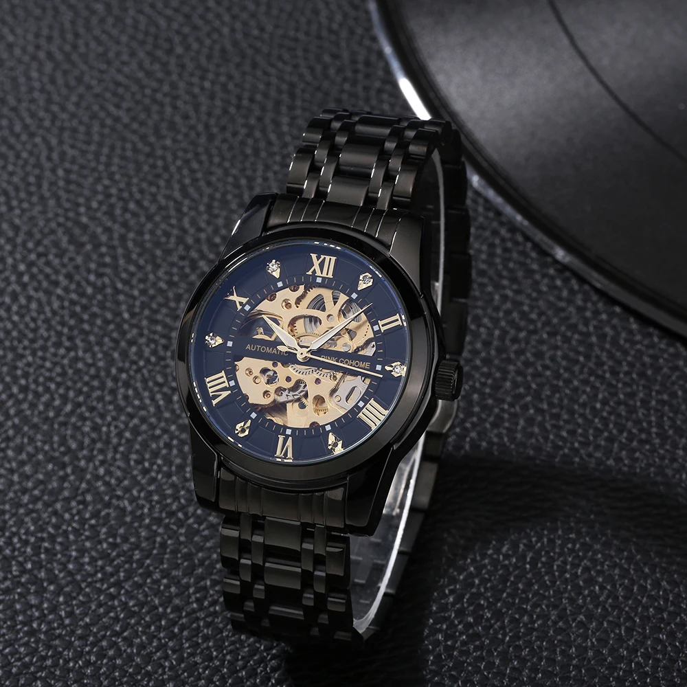 

Steel Black Automat Watch Relogio Automatico Butterfly Buckle Swimming Wristwatch Mechanical horloges mannen horloge luxe merk