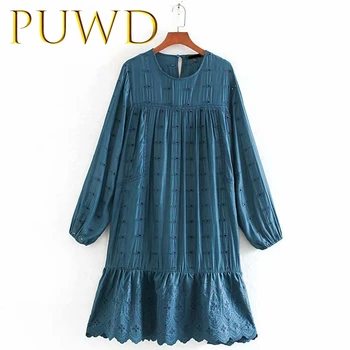 PUWD 2019 New women's blue lotus leaf high waist loose round collar princess skirt in early spring
PUWD 2019 New women's blue lotus leaf high waist loose round collar princess skirt in early spring