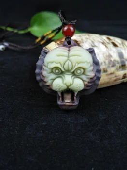 

Certificate Chinese Natural Purple Robed Jade Tiger head Pendant Necklace Hand-Carved Jewelry Woman Lucky Gifts Amulet