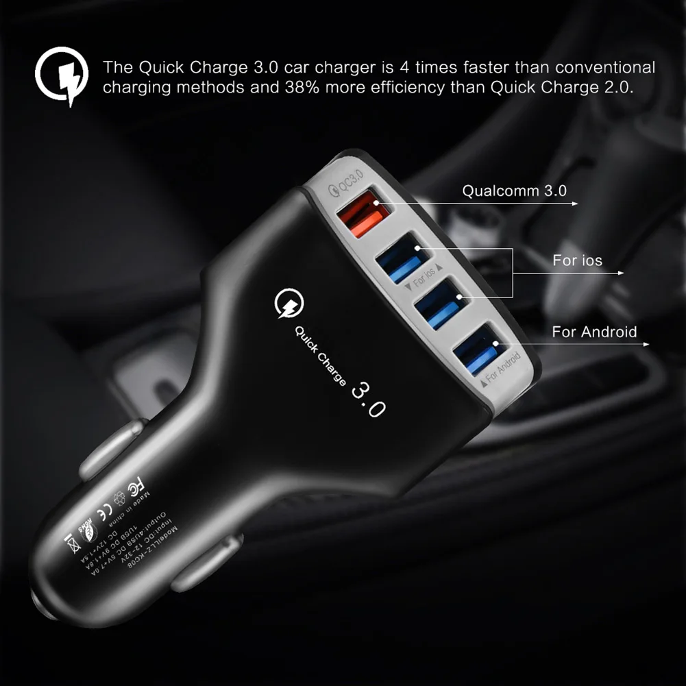 Useful QC3.0 Fast Charging Car Charger 4 USB Ports 3.5A Auto USB Charger Adapter interior Phone Accessories
Useful QC3.0 Fast Charging Car Charger 4 USB Ports 3.5A Auto USB Charger Adapter interior Phone Accessories