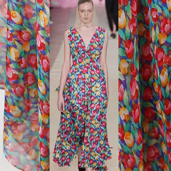 Red Raspberry Tulip Flowers Printed Silk Chiffon 100%Silk Garment Materials Summer Women Dress Sewing Cloth Tailor Freeshipping 
Red Raspberry Tulip Flowers Printed Silk Chiffon 100%Silk Garment Materials Summer Women Dress Sewing Cloth Tailor Freeshipping