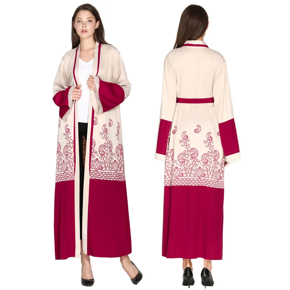 Мусульманский кардиган Женский мусульманский халат платье с цифровым принтом
