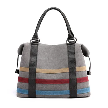 Women's Simple Fashion Canvas Shoulder Bag Striped Travel Large Capacity Handbag Casual Tote Bag 
Women's Simple Fashion Canvas Shoulder Bag Striped Travel Large Capacity Handbag Casual Tote Bag