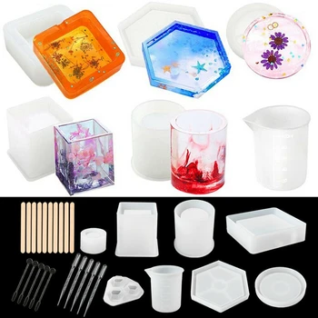 28Pcs Silicone Resin Molds DIY Epoxy Casting Art Coaster Cup Pen Candlestick Ashtray Bowl Mat
28Pcs Silicone Resin Molds DIY Epoxy Casting Art Coaster Cup Pen Candlestick Ashtray Bowl Mat