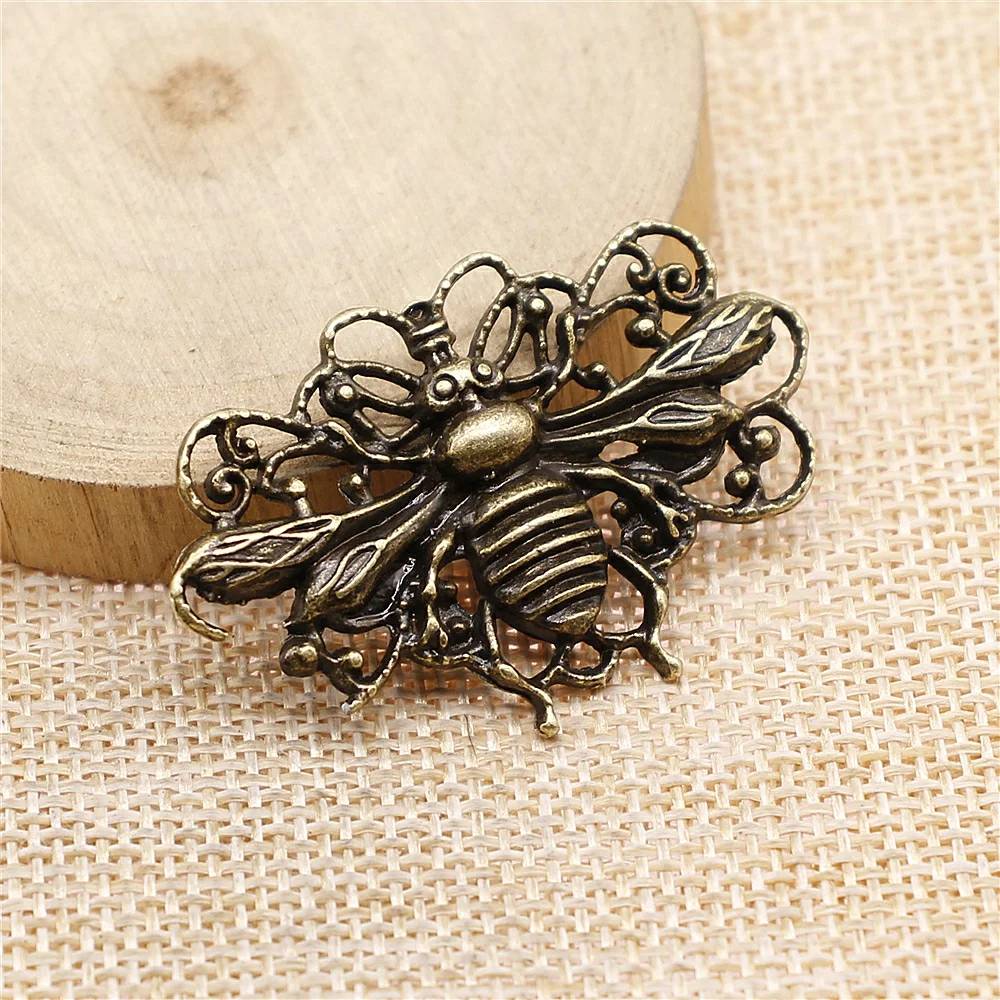 

free shipping 14pcs 45x29mm antique bronze bee charms diy retro jewelry fit Earring keychain hair card pendant accessories