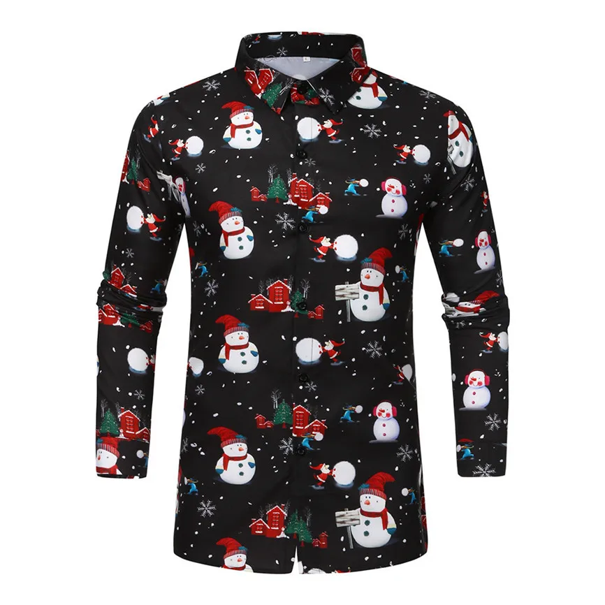 Мужская Рождественская рубашка Camisa Masculina 2019 мужская повседневная на пуговицах