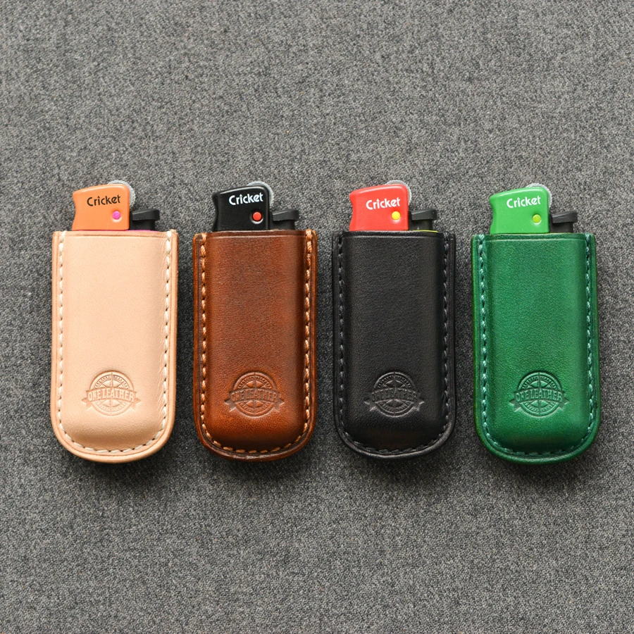 

Exquisite Short Style Holster Travel Pocket Portable Cigarette Lighter Cowhide Leather Case Creative Handmade Men's Hipsters Gifts