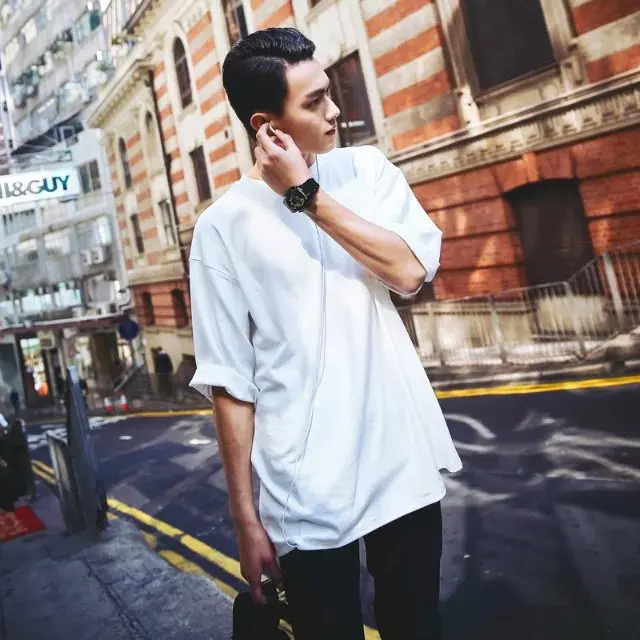 Summer Thin Section Men Short Short-sleeved T-shirt Teenager Trend High Street Loose-Fit Half Sleeve Tops 
Summer Thin Section Men Short Short-sleeved T-shirt Teenager Trend High Street Loose-Fit Half Sleeve Tops