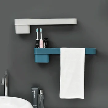 Wall-mounted Shelf Towel Rack Toothpaste Toothbrush Holder for Bathroom Multifunction Storage Shelf Bathroom Accessories
Wall-mounted Shelf Towel Rack Toothpaste Toothbrush Holder for Bathroom Multifunction Storage Shelf Bathroom Accessories