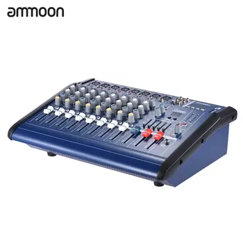 

ammoon 8 Channels Powered Mixer Amplifier Digital Audio Mixing Console Amp with 48V Phantom Power USB/SD Slot for Recording DJ