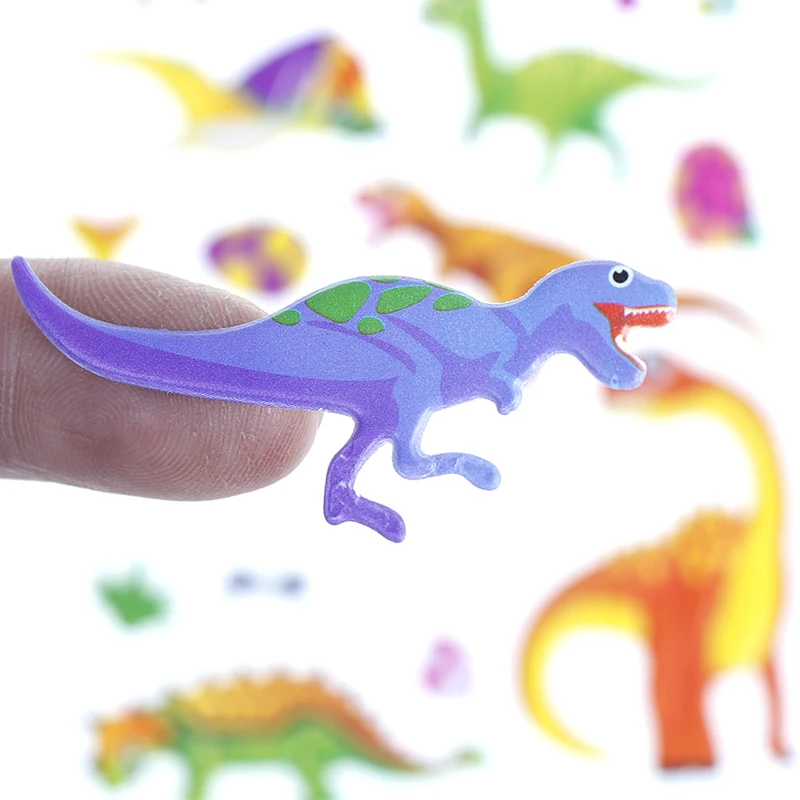 3D dimensional Jurassic dinosaur stickers for kids toys home wall decor cartoon mini fridge laptop PVC Christmas gift Random