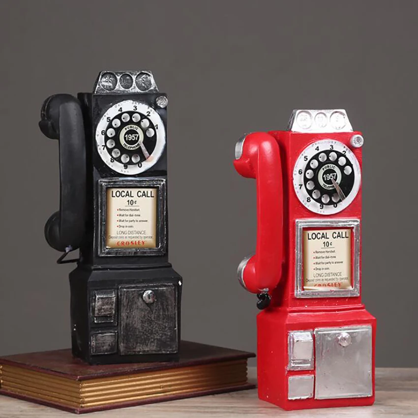 Retro Resin Dial Pay Phone Model Vintage Booth Telephone Figurine Home Decoration Ornament for Cafe Bar Crafts Ornaments
Retro Resin Dial Pay Phone Model Vintage Booth Telephone Figurine Home Decoration Ornament for Cafe Bar Crafts Ornaments