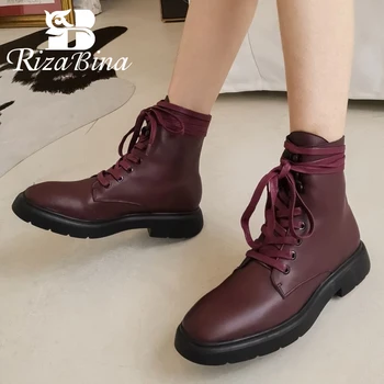 RIZABINA Real Leather Women Ankle Boots Flats Round Toe Shoes Fashion Cross Strap Warm Boots Party Footwear Size 33-40
RIZABINA Real Leather Women Ankle Boots Flats Round Toe Shoes Fashion Cross Strap Warm Boots Party Footwear Size 33-40
